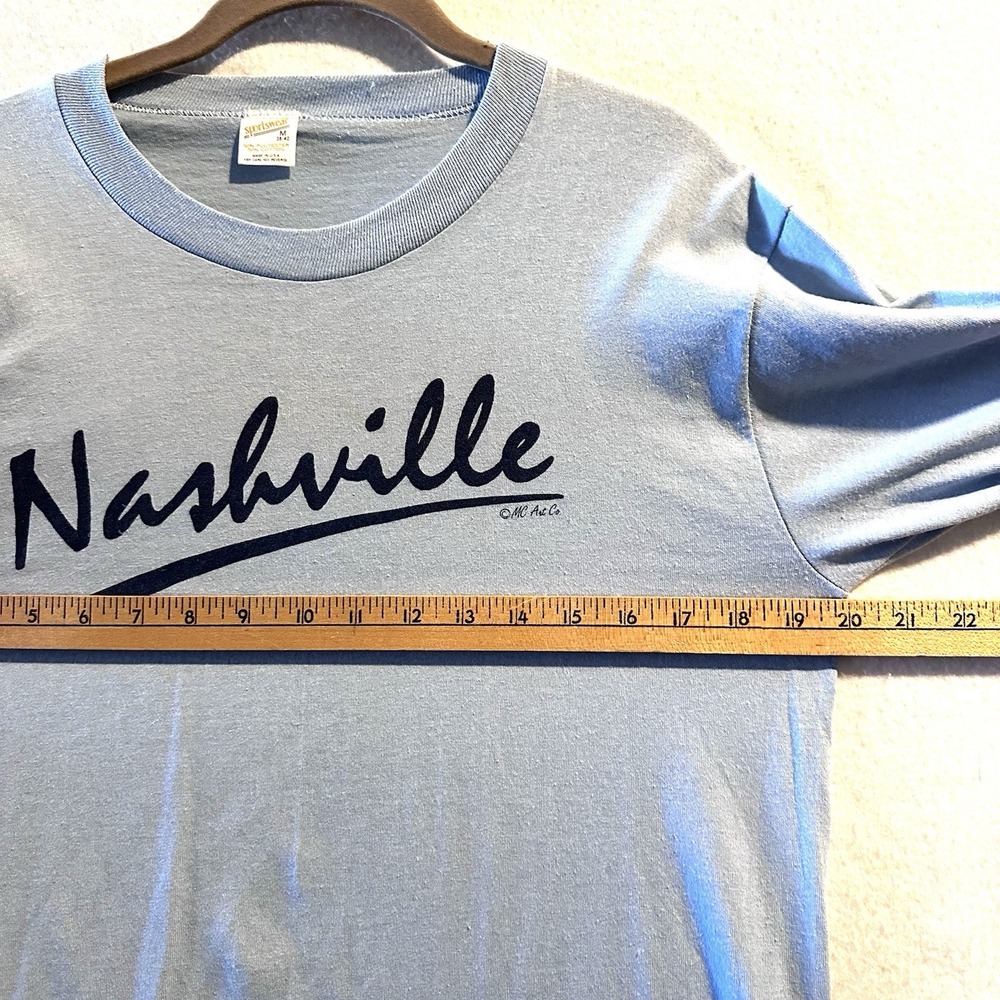 Vintage 70s Nashville Music City Single Stitch T Shirt Made in USA Blue - Picture 9 of 10